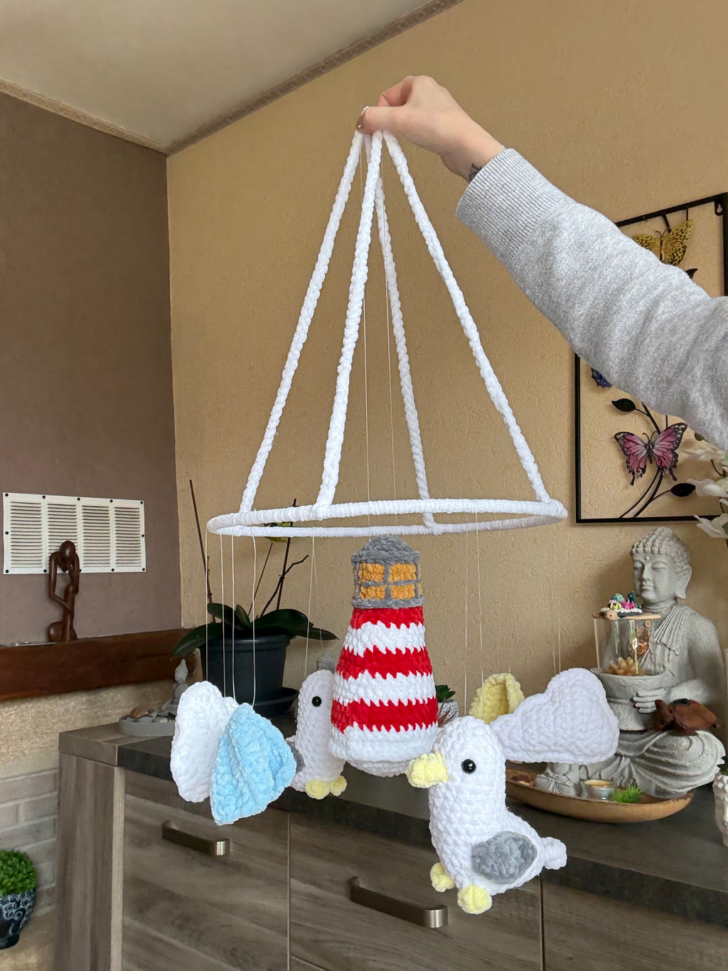 Décoration Mer Phare et Mouettes